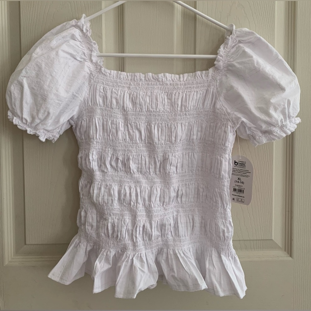 Puff Sleeve Smocked Top Girls size XL (14/16)